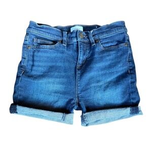 Loft Outlet High Rise Denim Shorts Medium Wash Raw Hem Cuffed Blue Womens Size 0